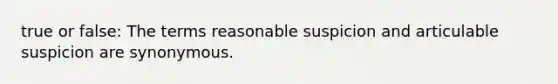 true or false: The terms reasonable suspicion and articulable suspicion are synonymous.