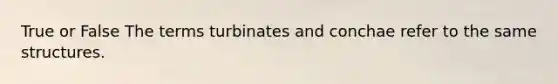 True or False The terms turbinates and conchae refer to the same structures.