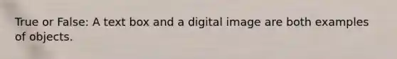 True or False: A text box and a digital image are both examples of objects.