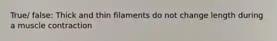 True/ false: Thick and thin filaments do not change length during a muscle contraction