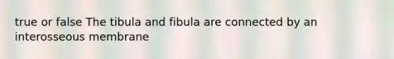 true or false The tibula and fibula are connected by an interosseous membrane