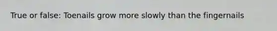 True or false: Toenails grow more slowly than the fingernails