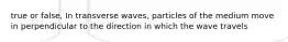 true or false, In transverse waves, particles of the medium move in perpendicular to the direction in which the wave travels