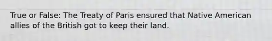 True or False: The Treaty of Paris ensured that Native American allies of the British got to keep their land.