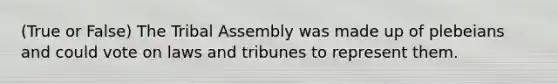 (True or False) The Tribal Assembly was made up of plebeians and could vote on laws and tribunes to represent them.