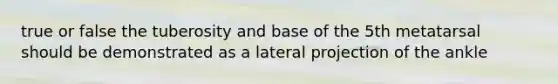 true or false the tuberosity and base of the 5th metatarsal should be demonstrated as a lateral projection of the ankle