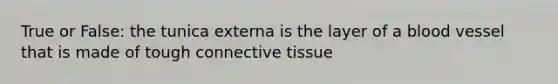 True or False: the tunica externa is the layer of a blood vessel that is made of tough connective tissue