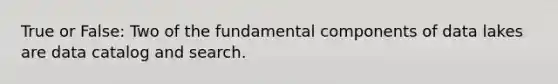 True or False: Two of the fundamental components of data lakes are data catalog and search.