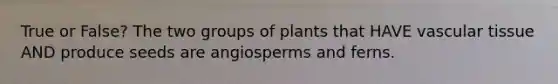 True or False? The two groups of plants that HAVE vascular tissue AND produce seeds are angiosperms and ferns.