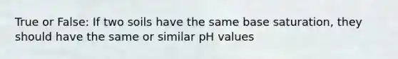 True or False: If two soils have the same base saturation, they should have the same or similar pH values