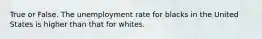 True or False. The unemployment rate for blacks in the United States is higher than that for whites.