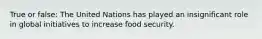 True or false: The United Nations has played an insignificant role in global initiatives to increase food security.