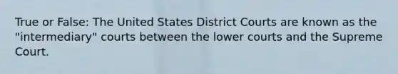 True or False: The United States District Courts are known as the "intermediary" courts between the lower courts and the Supreme Court.