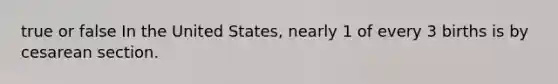 true or false In the United States, nearly 1 of every 3 births is by cesarean section.