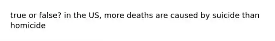 true or false? in the US, more deaths are caused by suicide than homicide