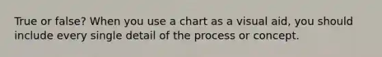 True or false? When you use a chart as a visual aid, you should include every single detail of the process or concept.