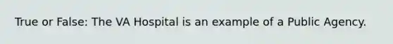 True or False: The VA Hospital is an example of a Public Agency.