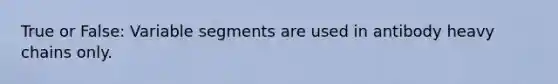 True or False: Variable segments are used in antibody heavy chains only.