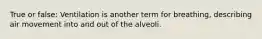 True or false: Ventilation is another term for breathing, describing air movement into and out of the alveoli.