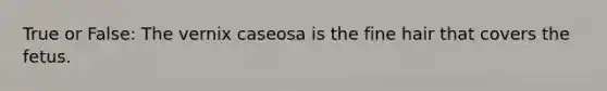 True or False: The vernix caseosa is the fine hair that covers the fetus.