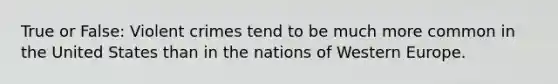 True or False: Violent crimes tend to be much more common in the United States than in the nations of Western Europe.