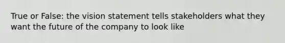 True or False: the vision statement tells stakeholders what they want the future of the company to look like