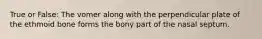 True or False: The vomer along with the perpendicular plate of the ethmoid bone forms the bony part of the nasal septum.