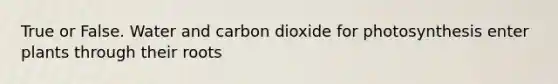 True or False. Water and carbon dioxide for photosynthesis enter plants through their roots