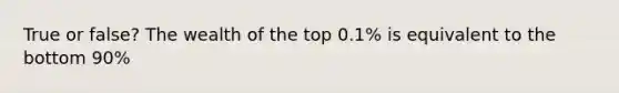 True or false? The wealth of the top 0.1% is equivalent to the bottom 90%