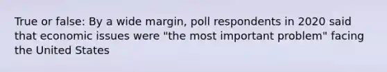 True or false: By a wide margin, poll respondents in 2020 said that economic issues were "the most important problem" facing the United States