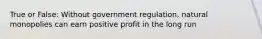 True or False: Without government regulation, natural monopolies can earn positive profit in the long run