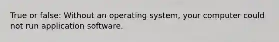 True or false: Without an operating system, your computer could not run application software.