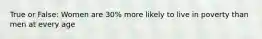 True or False: Women are 30% more likely to live in poverty than men at every age