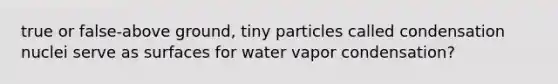 true or false-above ground, tiny particles called condensation nuclei serve as surfaces for water vapor condensation?