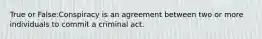 True or False:Conspiracy is an agreement between two or more individuals to commit a criminal act.