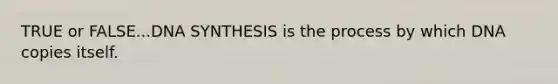 TRUE or FALSE...DNA SYNTHESIS is the process by which DNA copies itself.