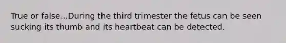 True or false...During the third trimester the fetus can be seen sucking its thumb and its heartbeat can be detected.