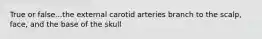 True or false...the external carotid arteries branch to the scalp, face, and the base of the skull