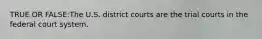 TRUE OR FALSE:The U.S. district courts are the trial courts in the federal court system.