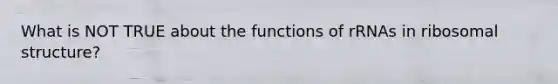 What is NOT TRUE about the functions of rRNAs in ribosomal structure?