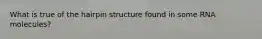 What is true of the hairpin structure found in some RNA molecules?