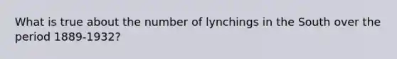 What is true about the number of lynchings in the South over the period 1889-1932?