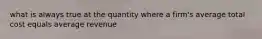 what is always true at the quantity where a firm's average total cost equals average revenue