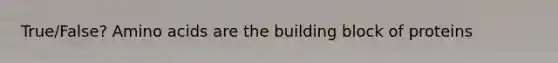True/False? Amino acids are the building block of proteins