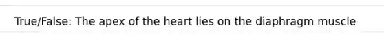 True/False: The apex of <a href='https://www.questionai.com/knowledge/kya8ocqc6o-the-heart' class='anchor-knowledge'>the heart</a> lies on the diaphragm muscle