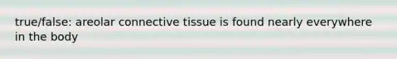 true/false: areolar connective tissue is found nearly everywhere in the body