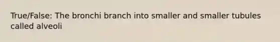 True/False: The bronchi branch into smaller and smaller tubules called alveoli