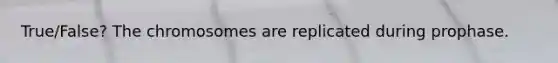 True/False? The chromosomes are replicated during prophase.