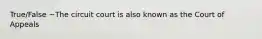 True/False ~The circuit court is also known as the Court of Appeals