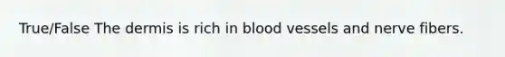 True/False The dermis is rich in blood vessels and nerve fibers.